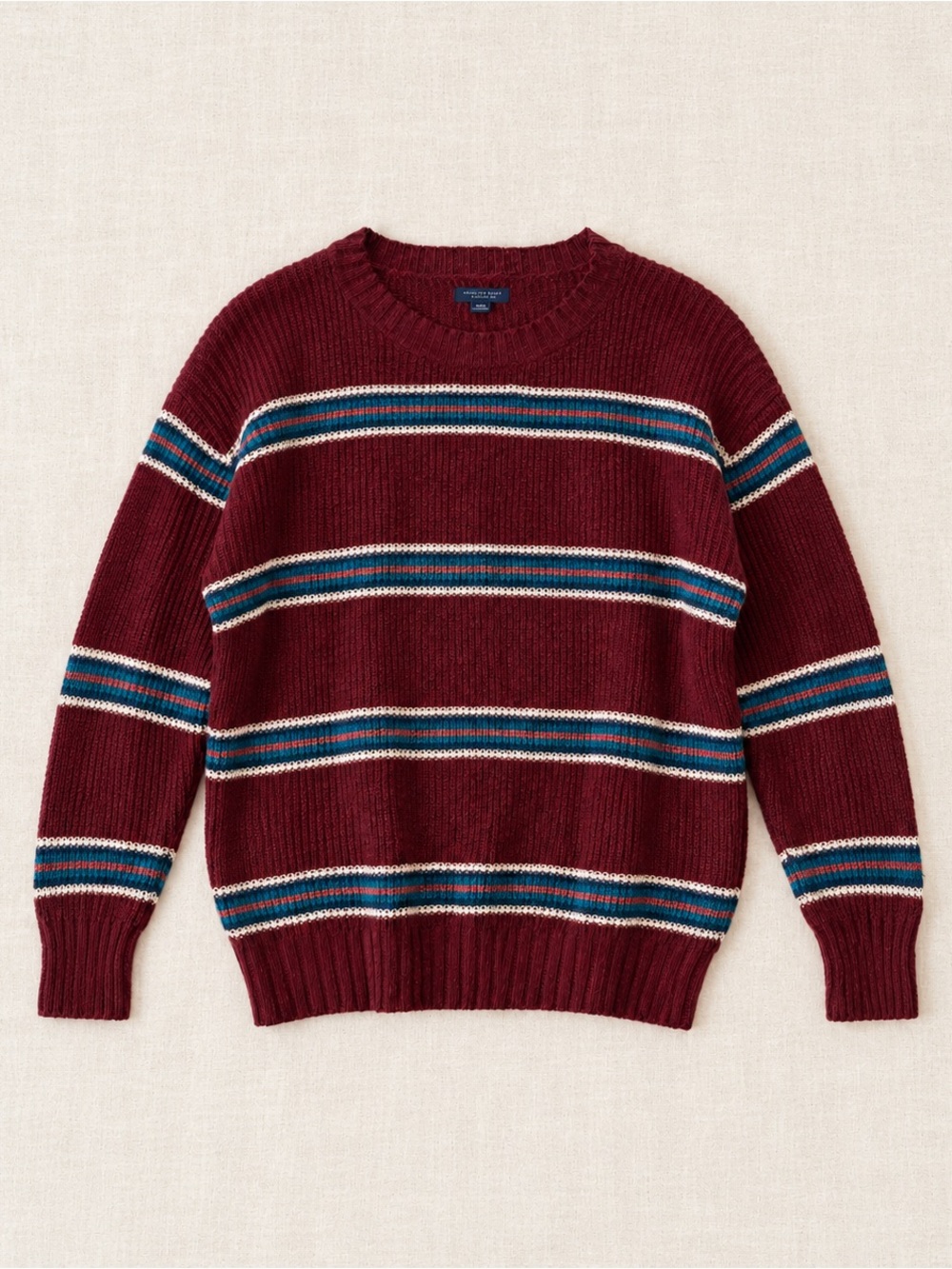 American Eagle Burgundy Striped Knit Sweater Size M